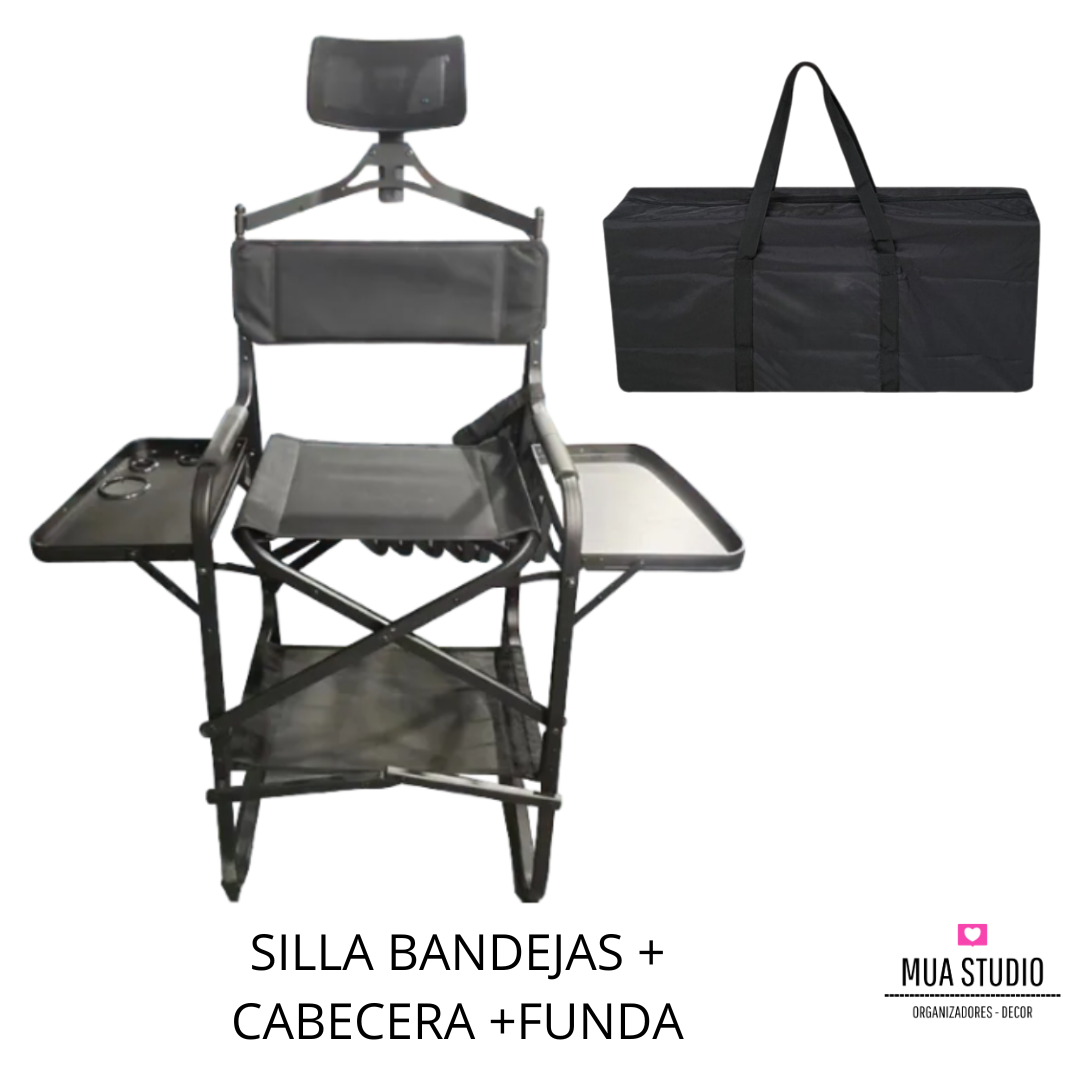 COMBO Silla con bandejas y cabecera + funda transportadora
