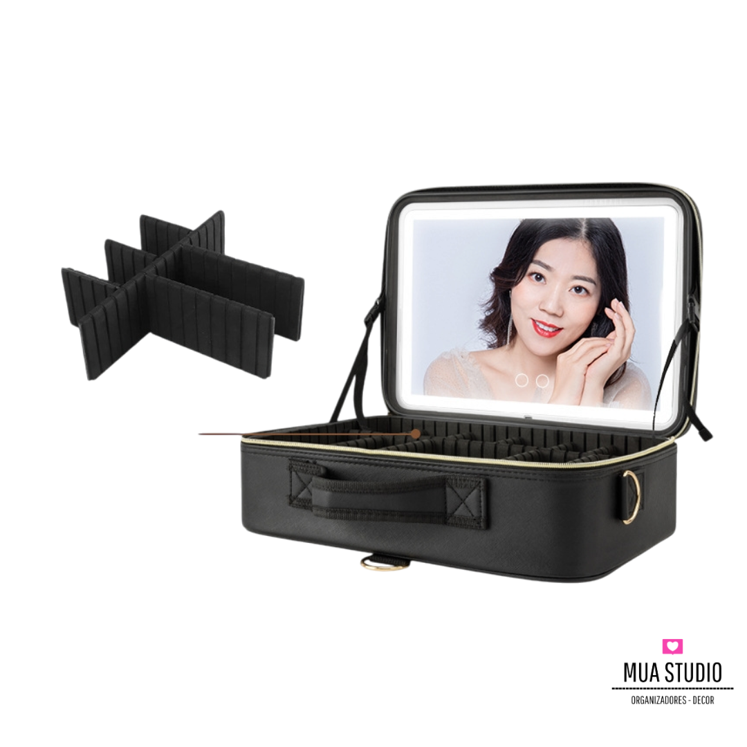 Maleta de Maquillaje PU con Luces LED – EF