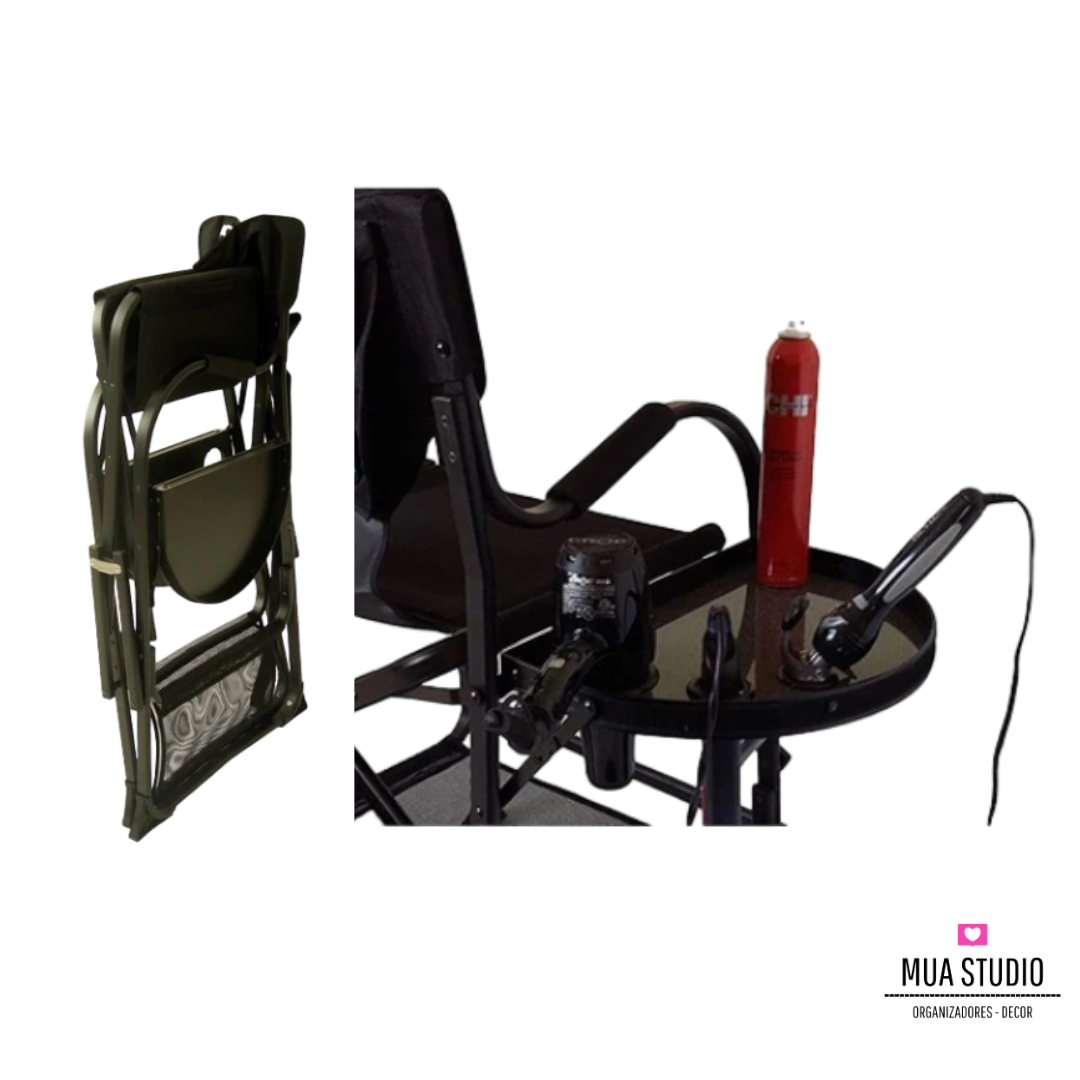 Silla plegable para maquillaje y peinado profesional