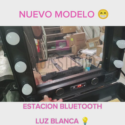 Estación de maquillaje con espejo y bombillos LED BLUETOOTH 2