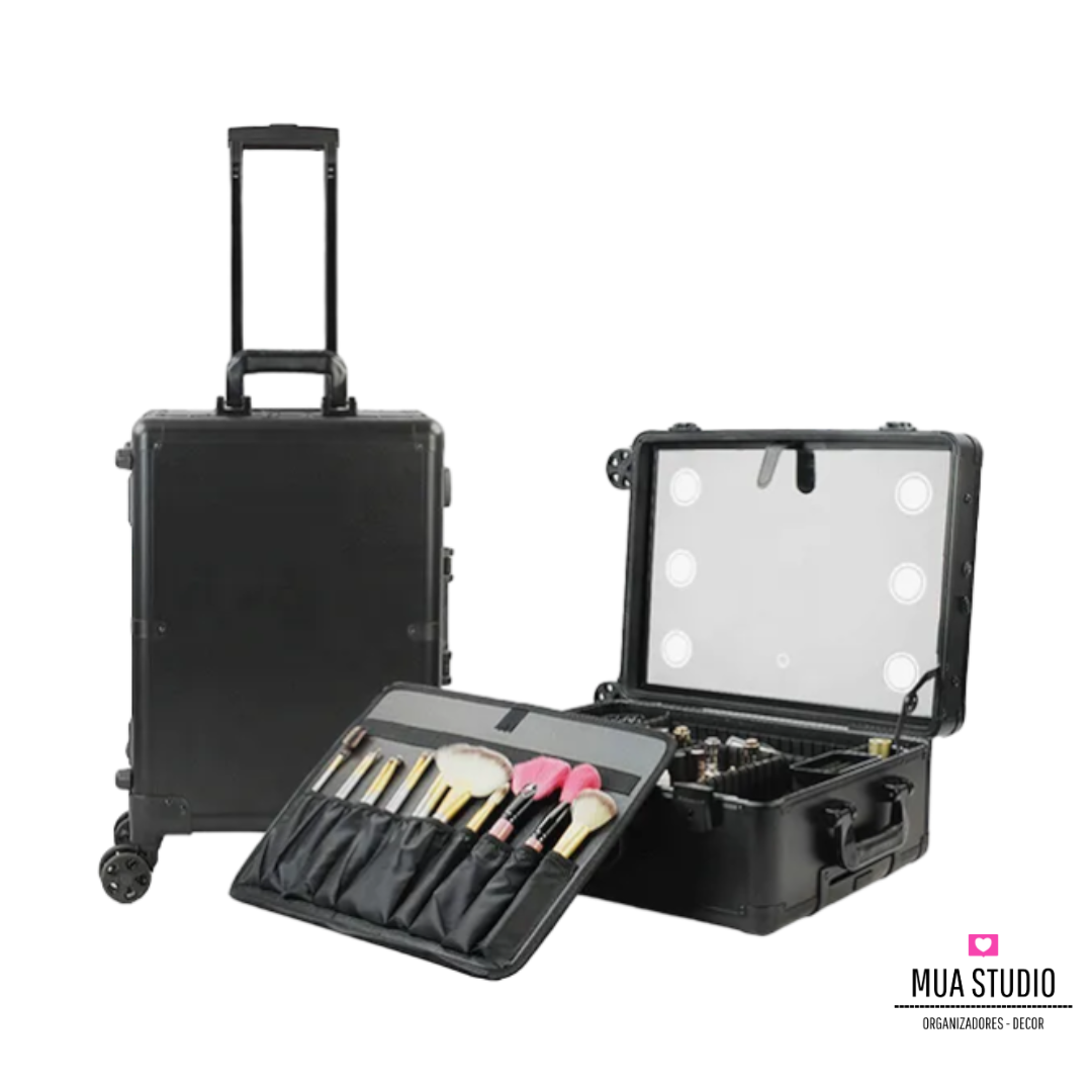 Estación de maquillaje con ruedas y focos led Glitter Bar Caritas Pintadas Neon